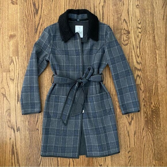 Like New TIBI reversible gray plaid waist tie jacket / coat 6 - Picture 1 of 8